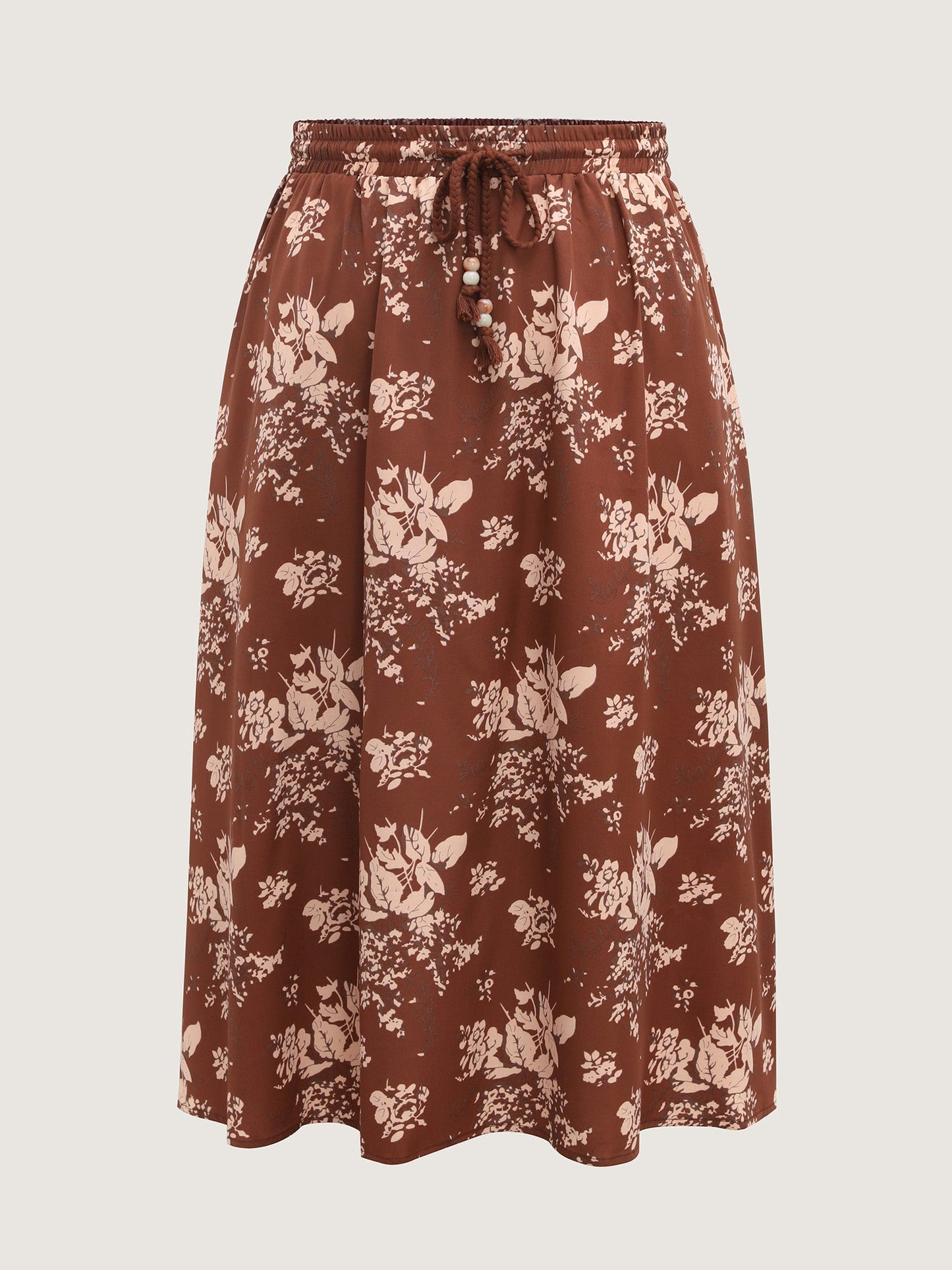Large Floral Print Waist-Tie Midi Dress