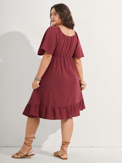 Pure Cotton Floral Embroidered Midi Dress