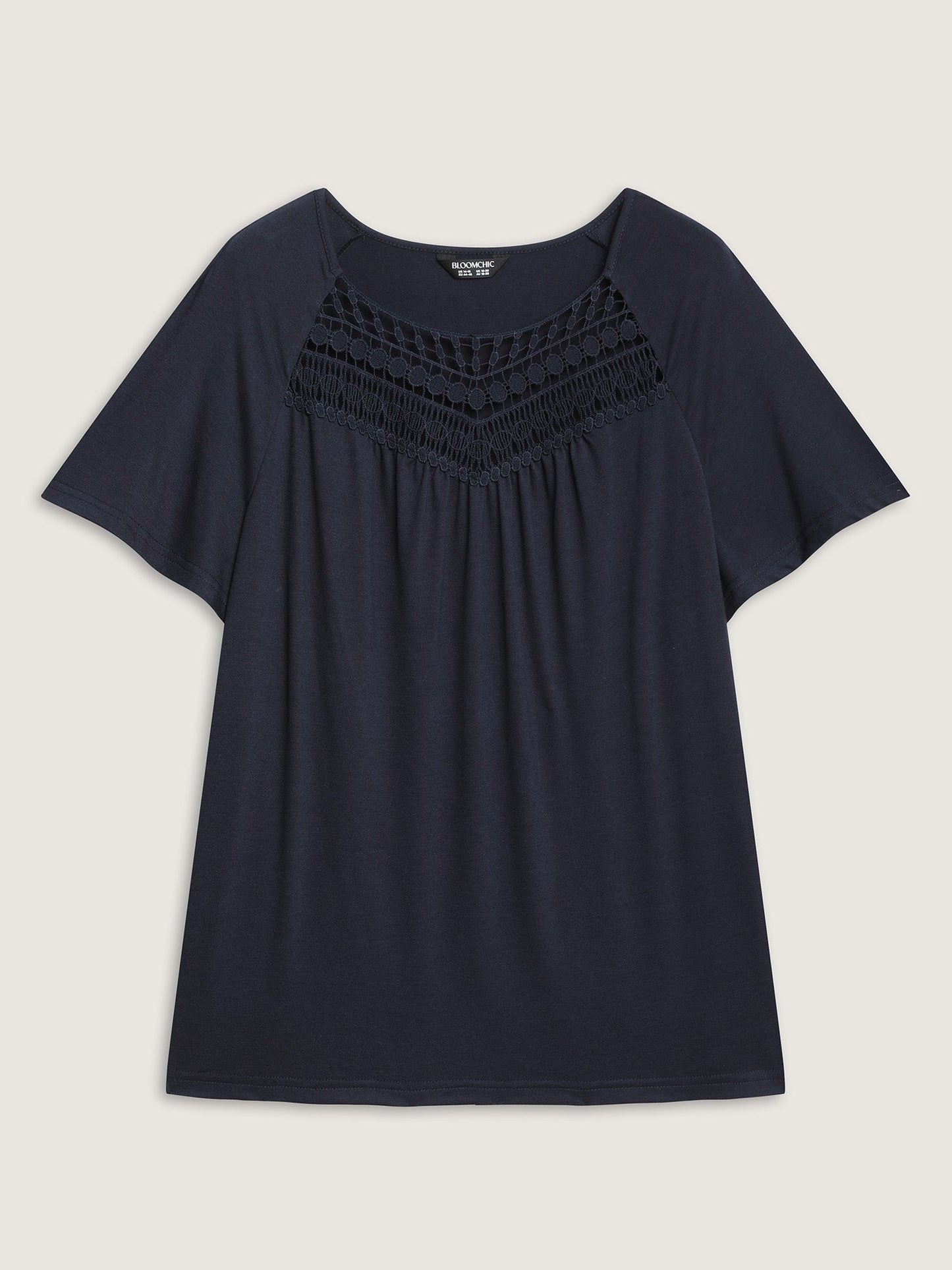 Neckline Sheer Lace Neck T-Shirt