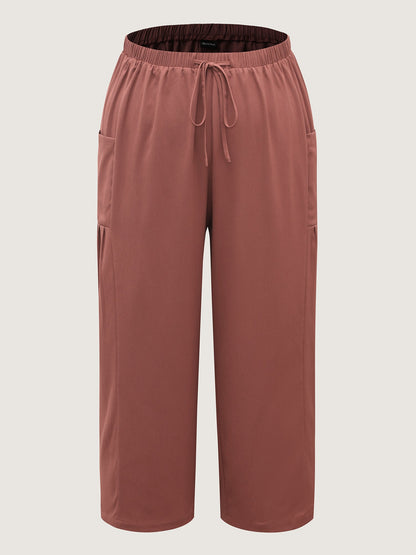 Stretchy Pockets Waist-Tie Straight Pants