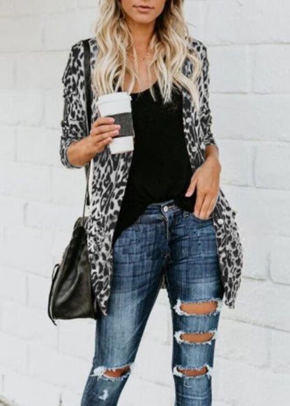 Women Leopard Knit Tops