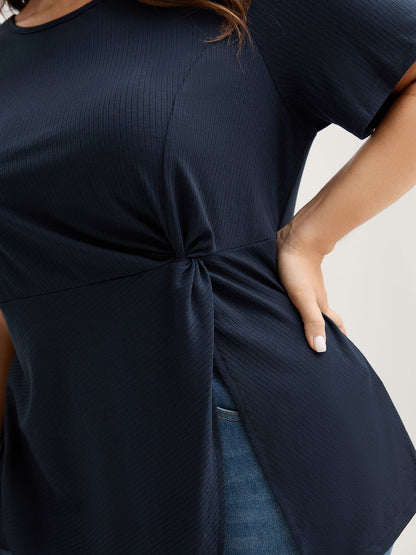 Pit Strip Knotted Front Split Side Top