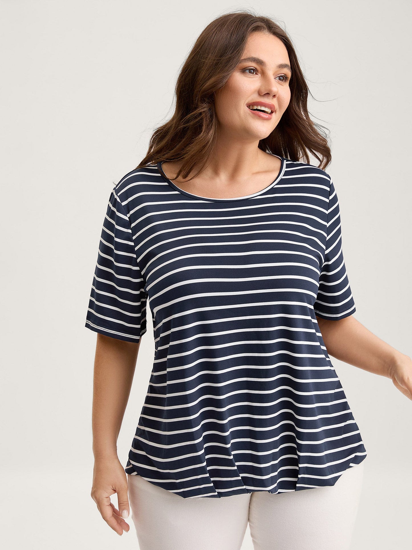 Striped Relaxed Fit Round Neck T-Shirt