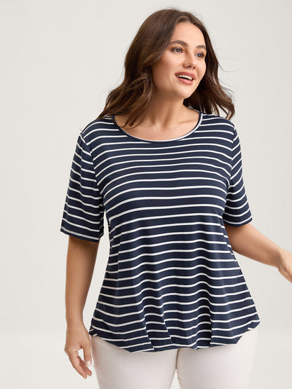 Striped Relaxed Fit Round Neck T-Shirt