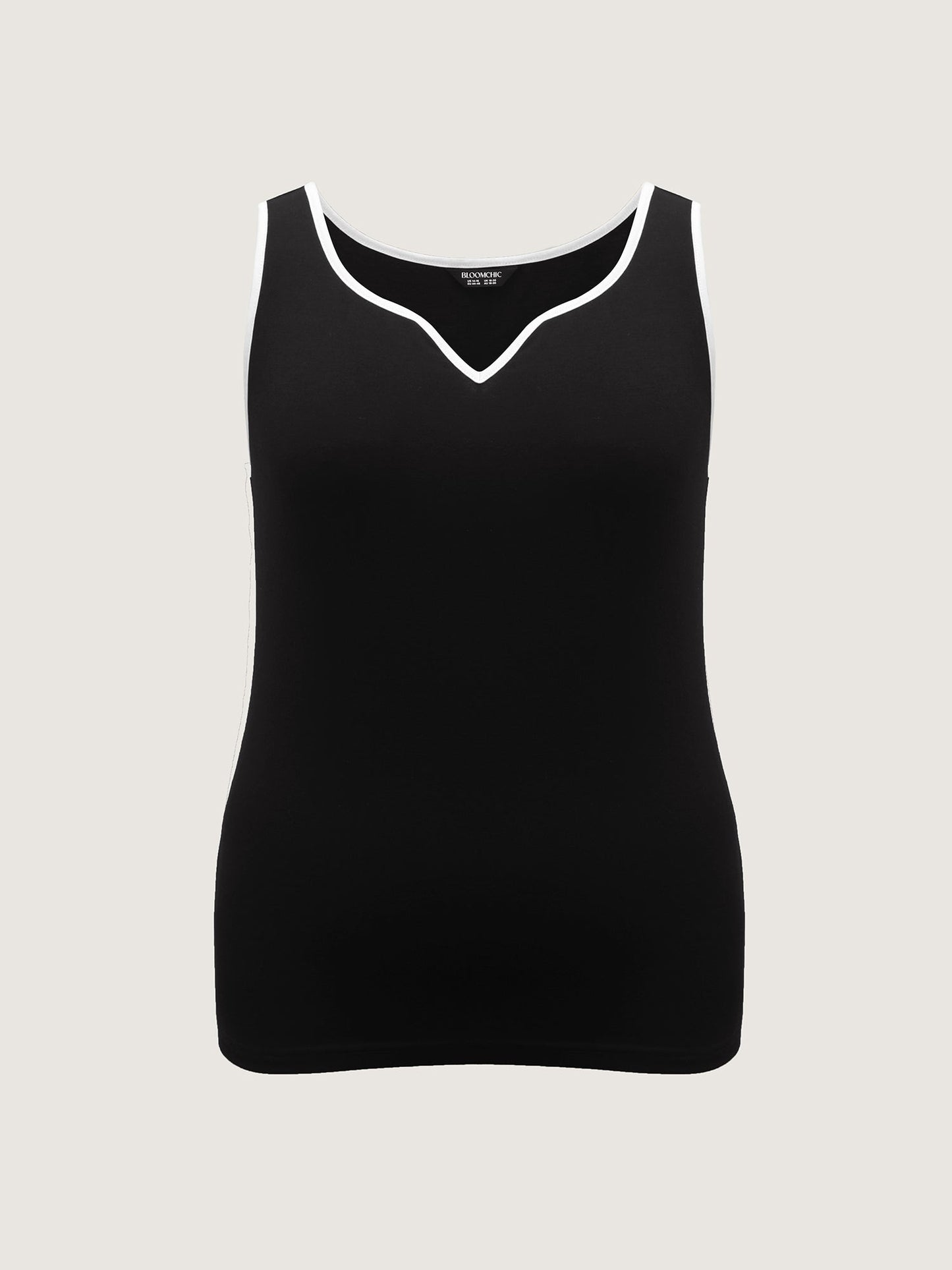 Color Contrast V-Neck Fitted Tank Top