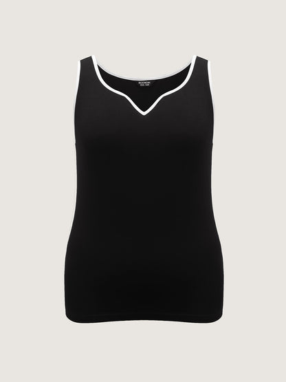 Color Contrast V-Neck Fitted Tank Top