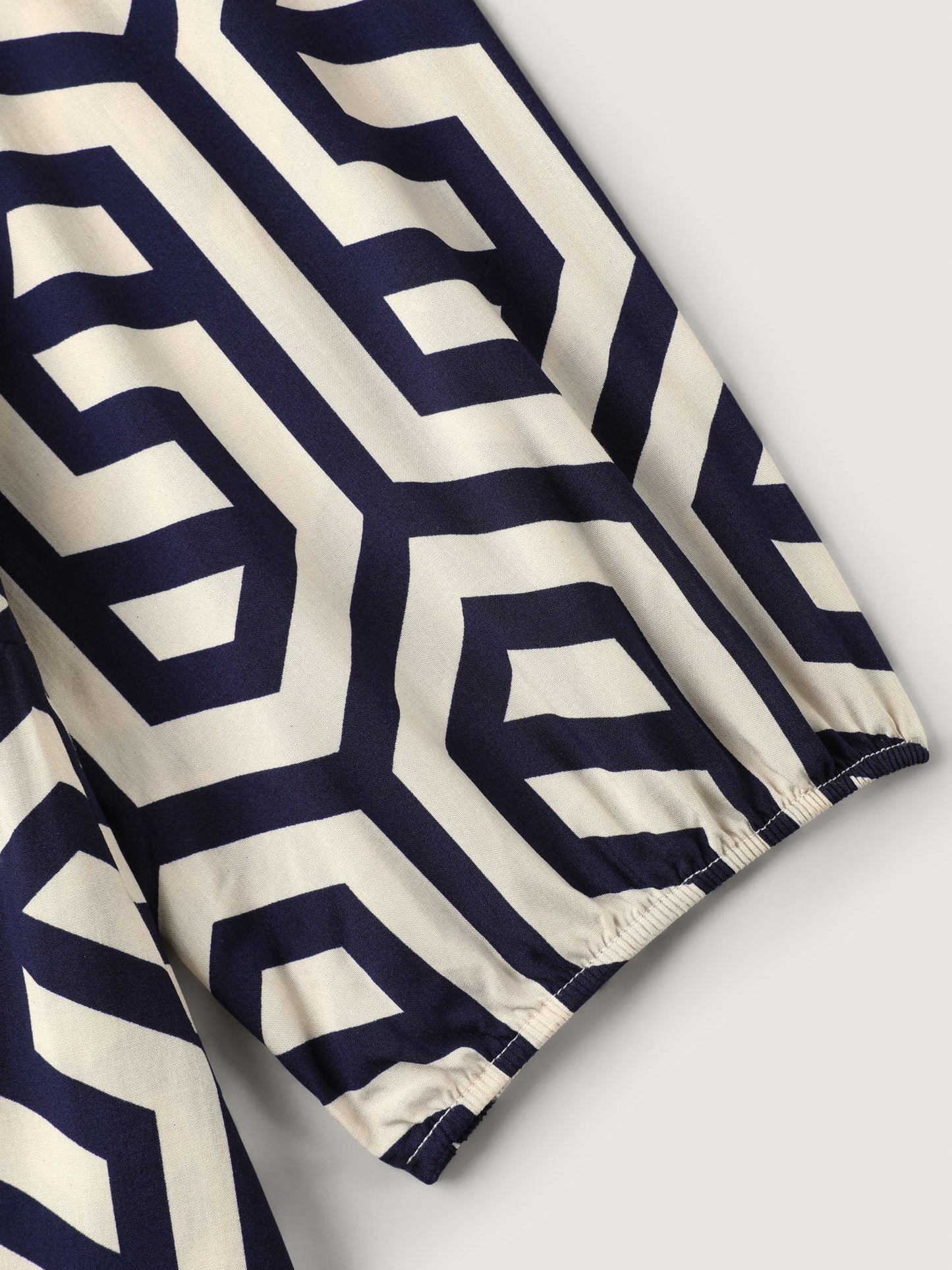 Rayon Geometric Pattern Button Midi Dress