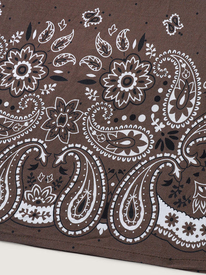 Paisley Print Belted Midi Skirt