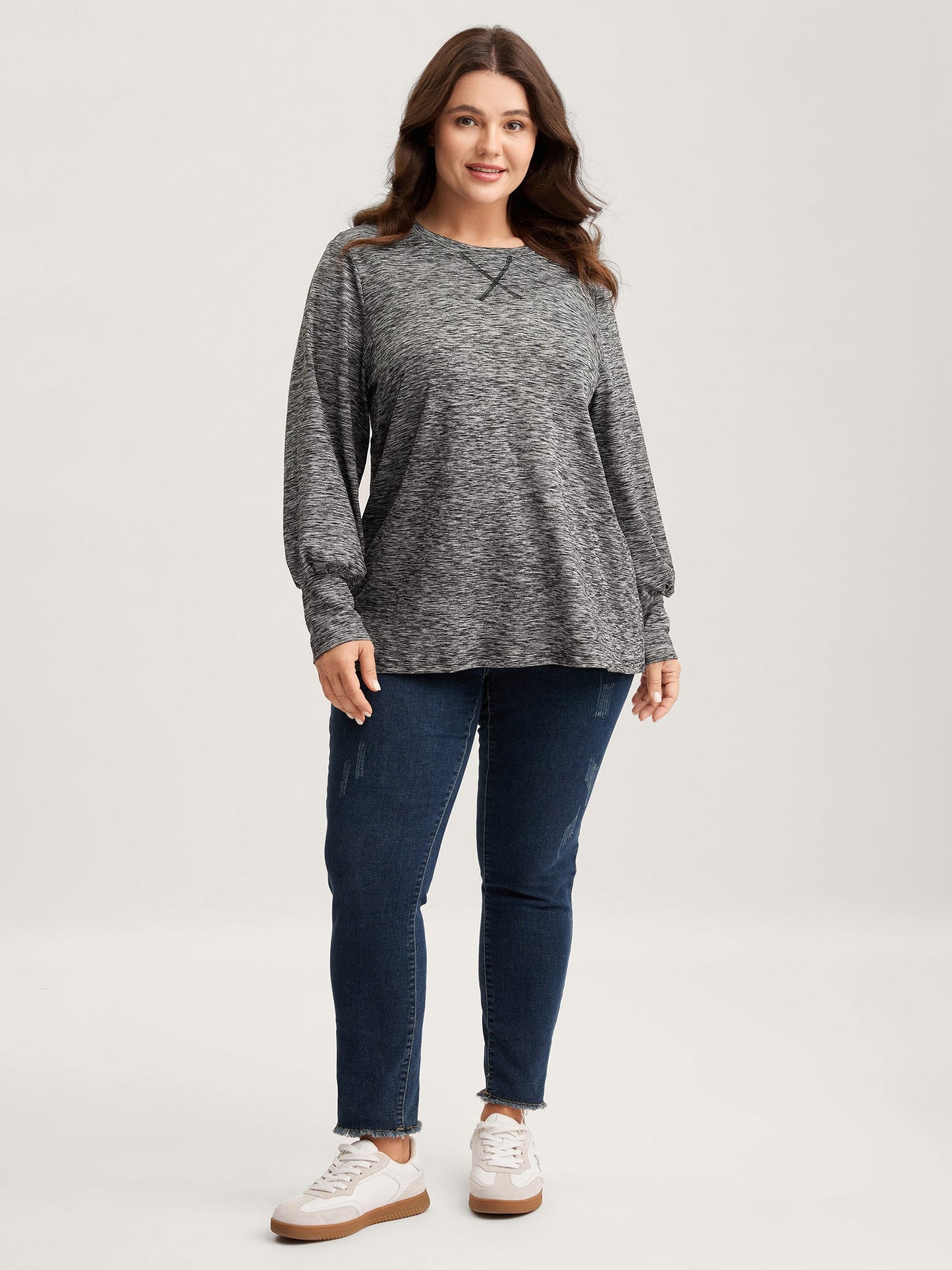 Stretchy Heather Textured Solid T-Shirt