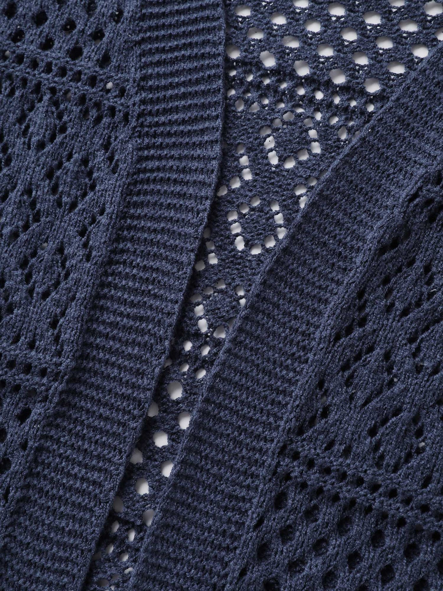 Textured Cut-Out Arc Hem Lightweight Cardigan