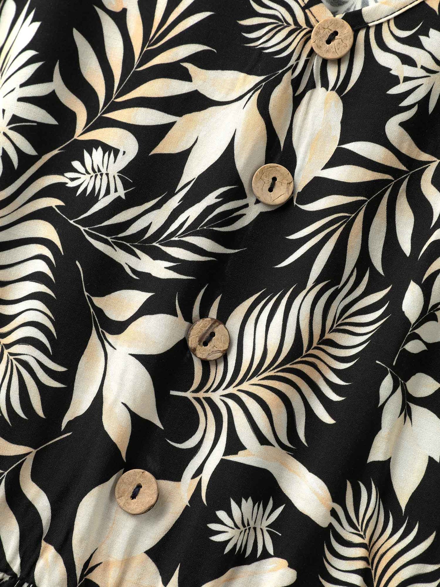 Rayon Floral Print Button Detail Midi Dress