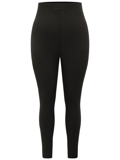 High Rise Pleated Elastic Waist Skinny Leggings