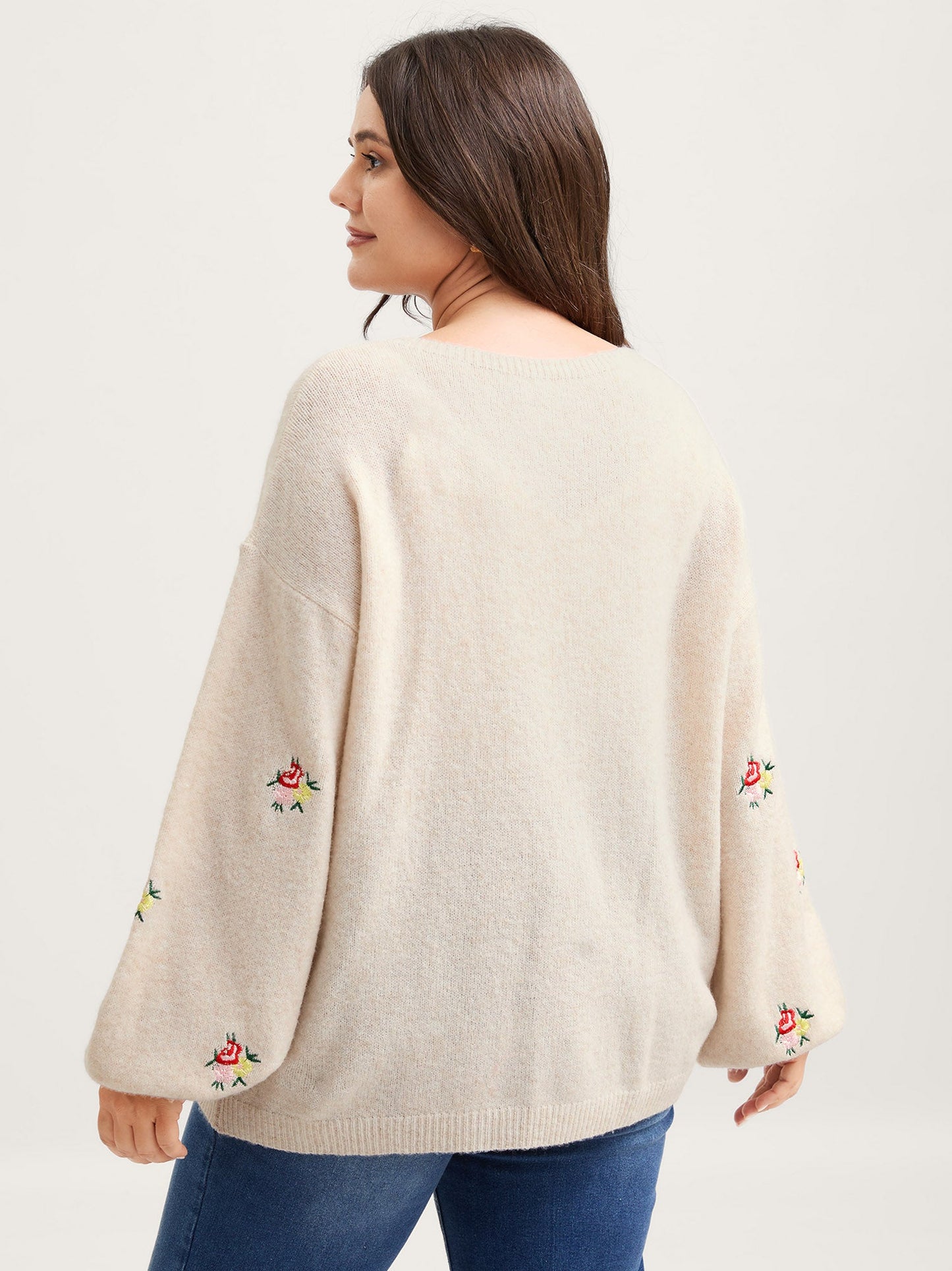 Supersoft Floral Embroidery Front Triple Tie Knit Cardigan