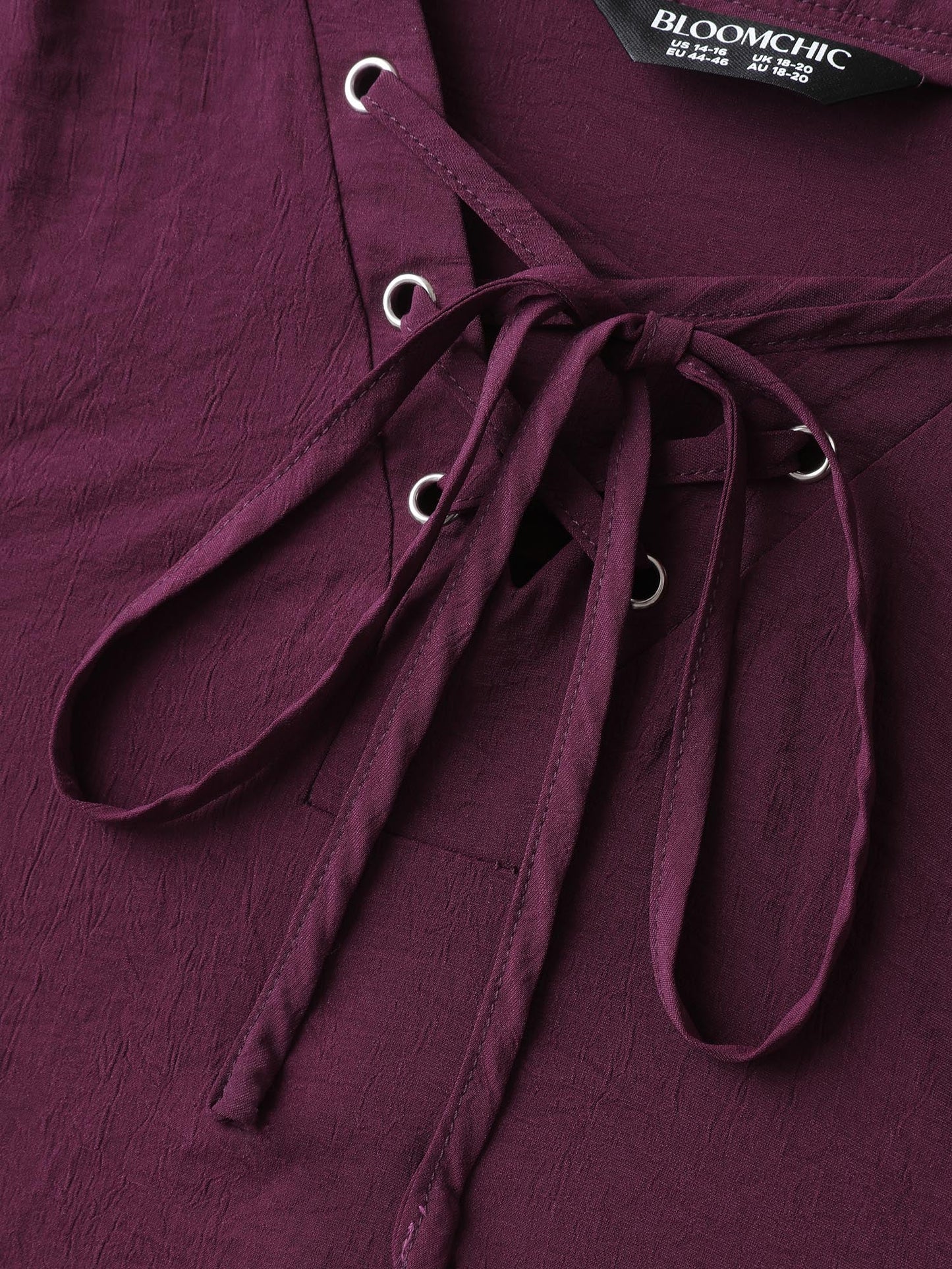 Adjustable Sleeve Neck Tie-Up Solid Blouse
