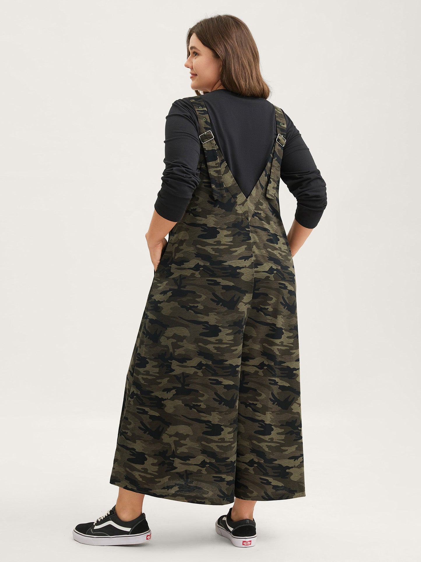 Camouflage Print Stretchy Wide Leg Jumpsuit