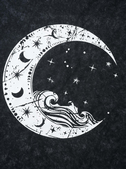 Celestial Print Vintage Solid Sweatshirt