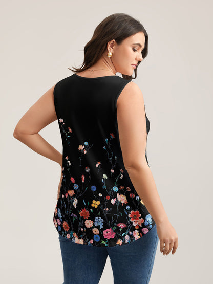 Blooming Flowers Print Stretchy Vest