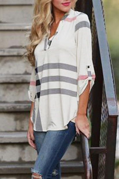 Fashion Plaid Printed V-Neck Cropped Tops