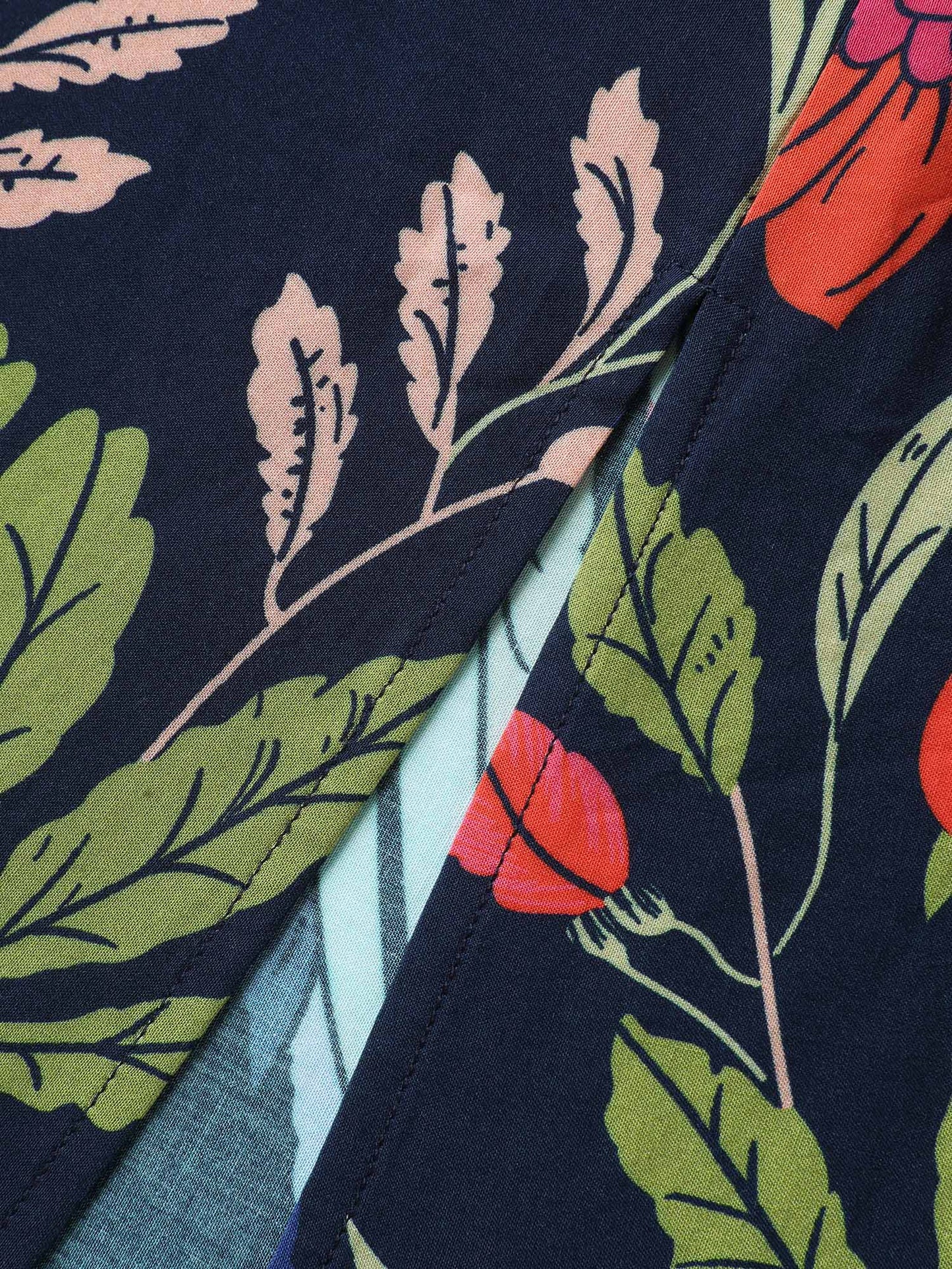 Rayon Colorful Floral Split Side Midi Dress