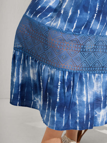 Tie-Dye Lace Trim Cami Midi Dress