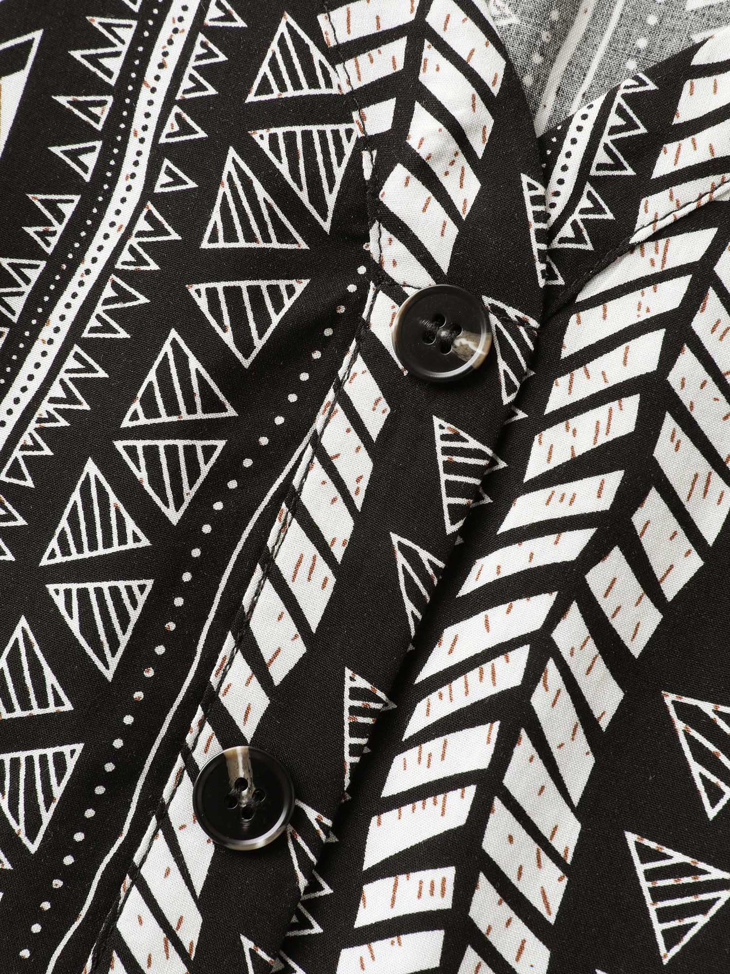 Geometric Print Button Layered Blouse