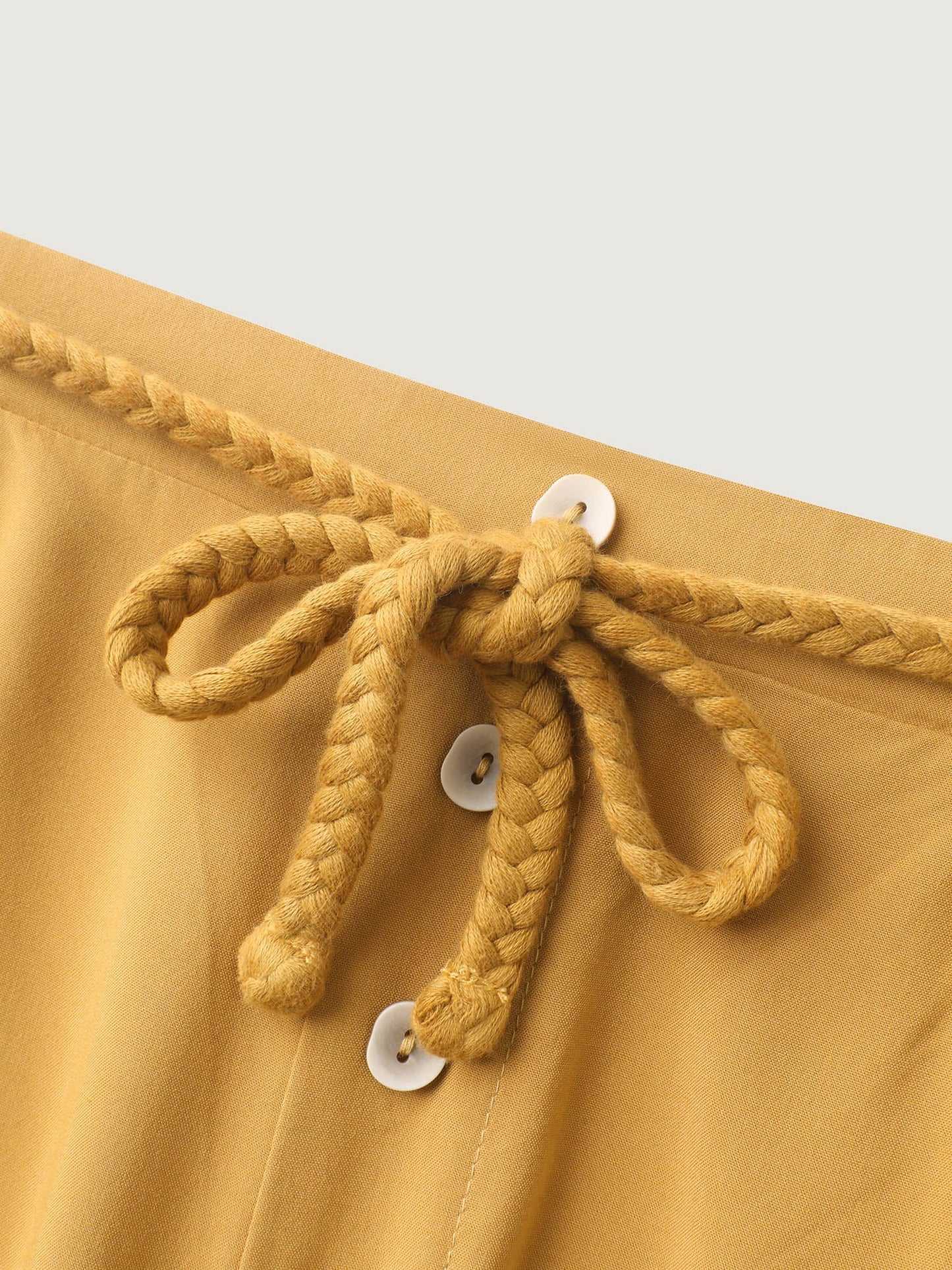Waist-Tie Ornaments Button Detail Wide-Leg Pants