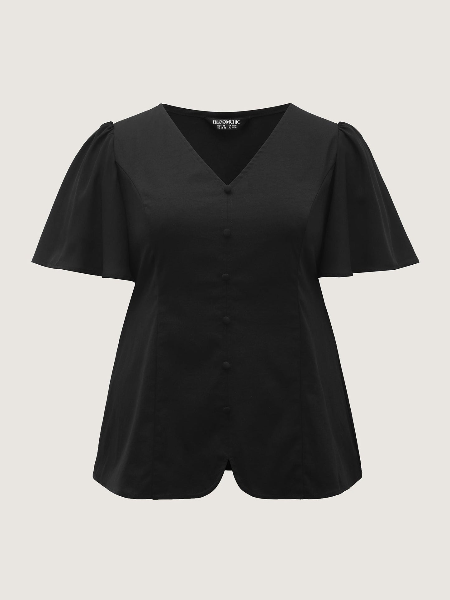 Cinched Flared Waist Button Detail Blouse