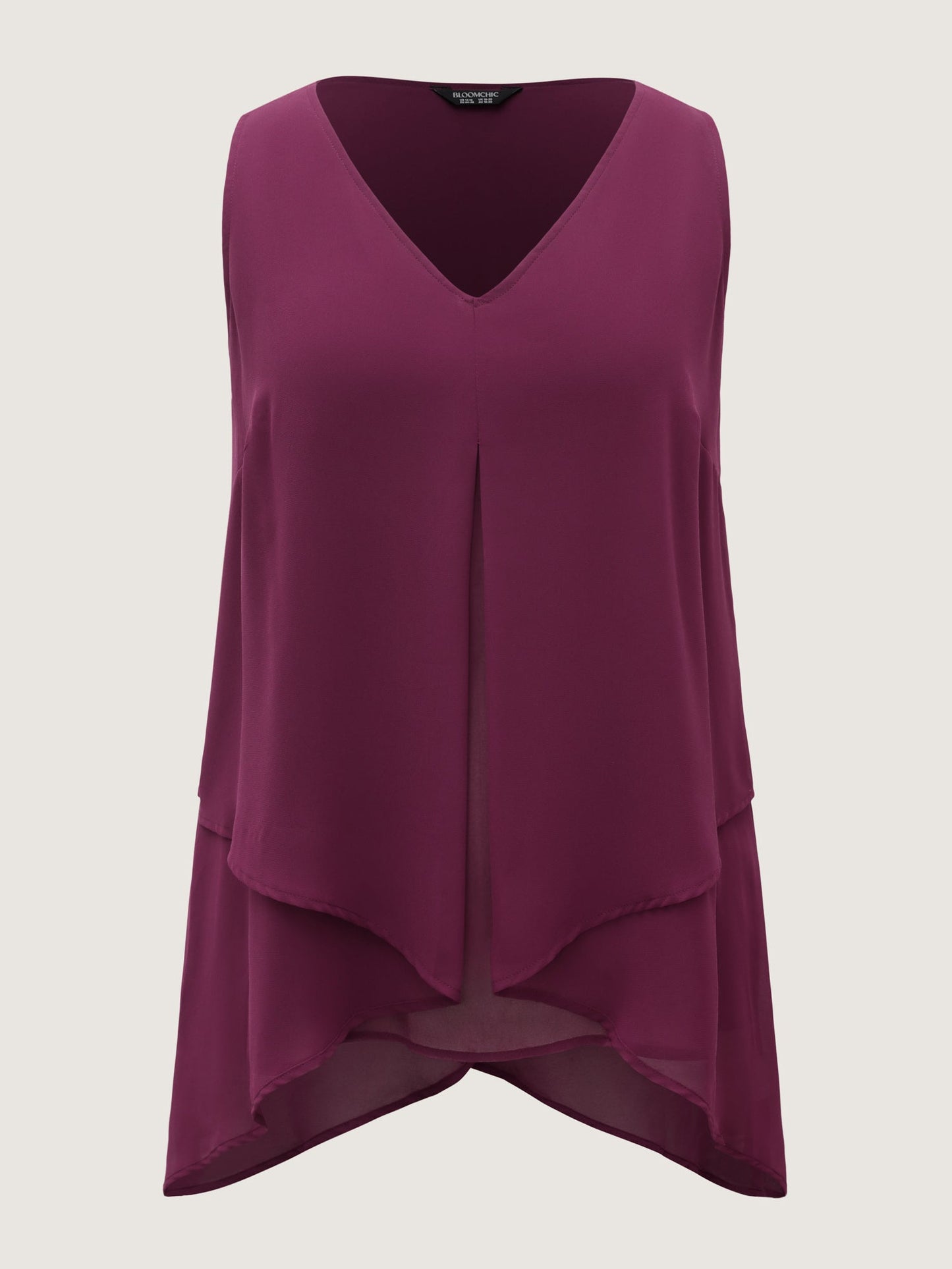 Chiffon Overlap Hem V-Neck Tank Top