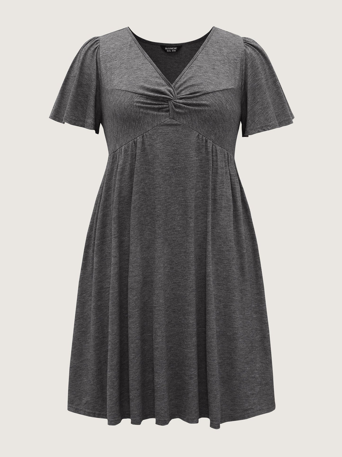 Supersoft Knotted Bodice Flared Sleeve Midi Dress