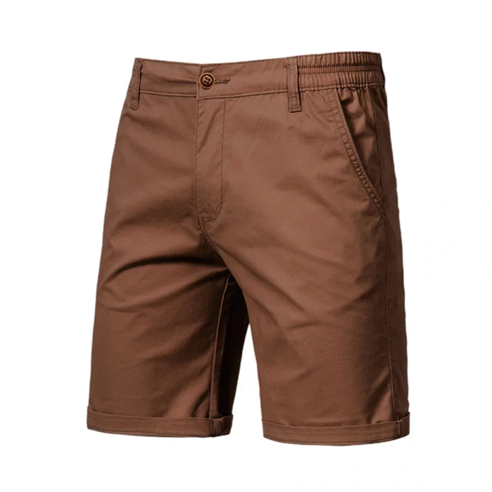🔥Last Day Promotion🔥Summer 100% Cotton Solid Shorts Men High Quality Casual Business Social Elastic Waist Men Shorts
