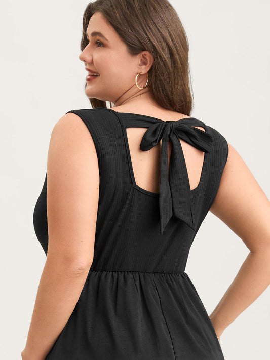 Backless Waist-Defining Tie Midi Dress