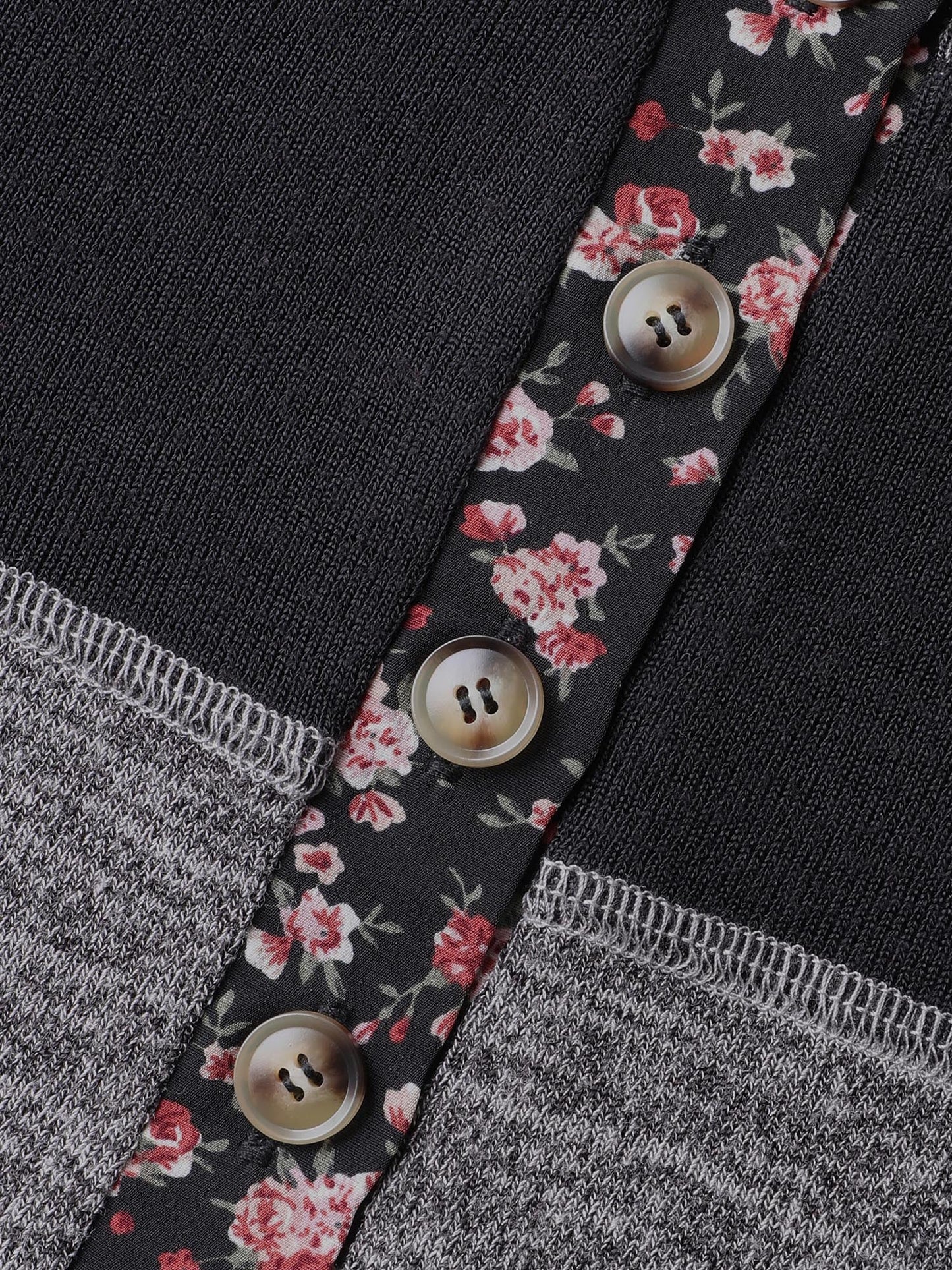 Floral Print Flared Sleeve Contrast Sweatshirt