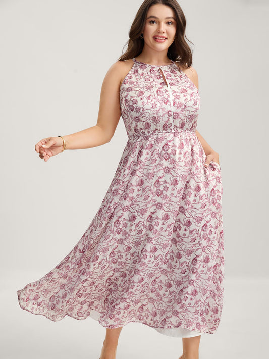 Sweet Florals Halter Neck Midi Dress