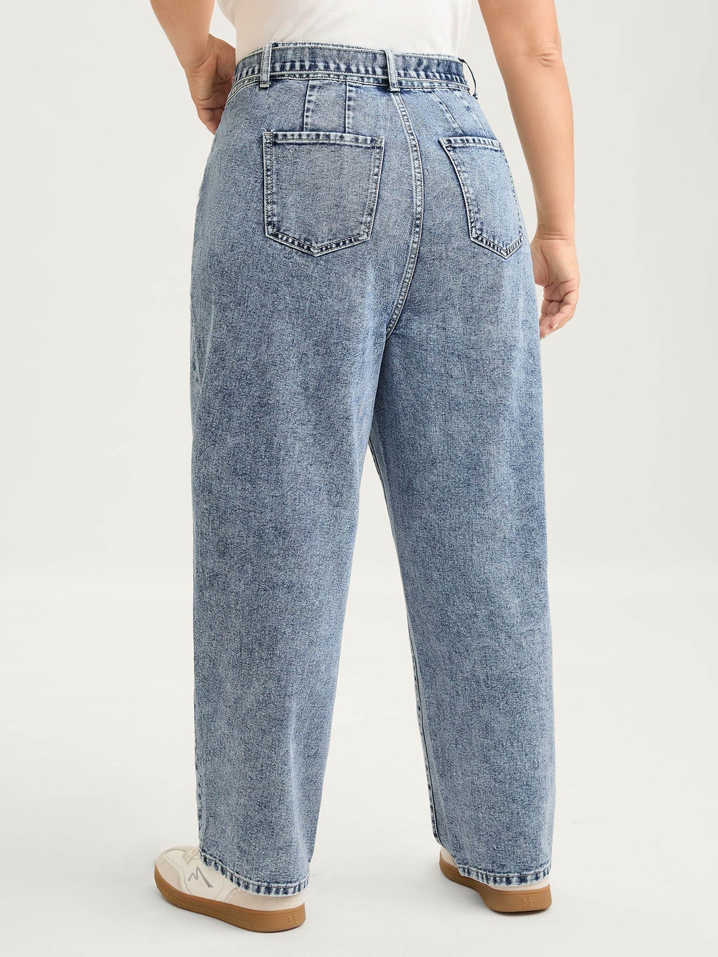 Waist Belted Pockets Boyfriend Jeans