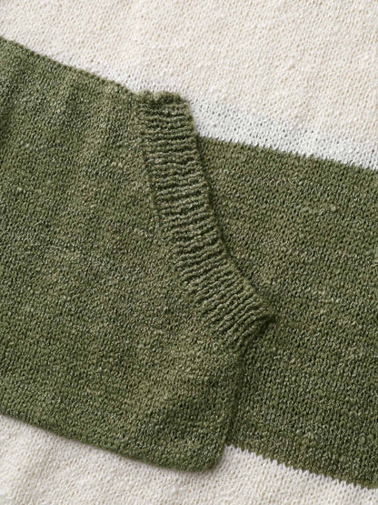 Textured Color Stripes Hooded Knit Cardigan