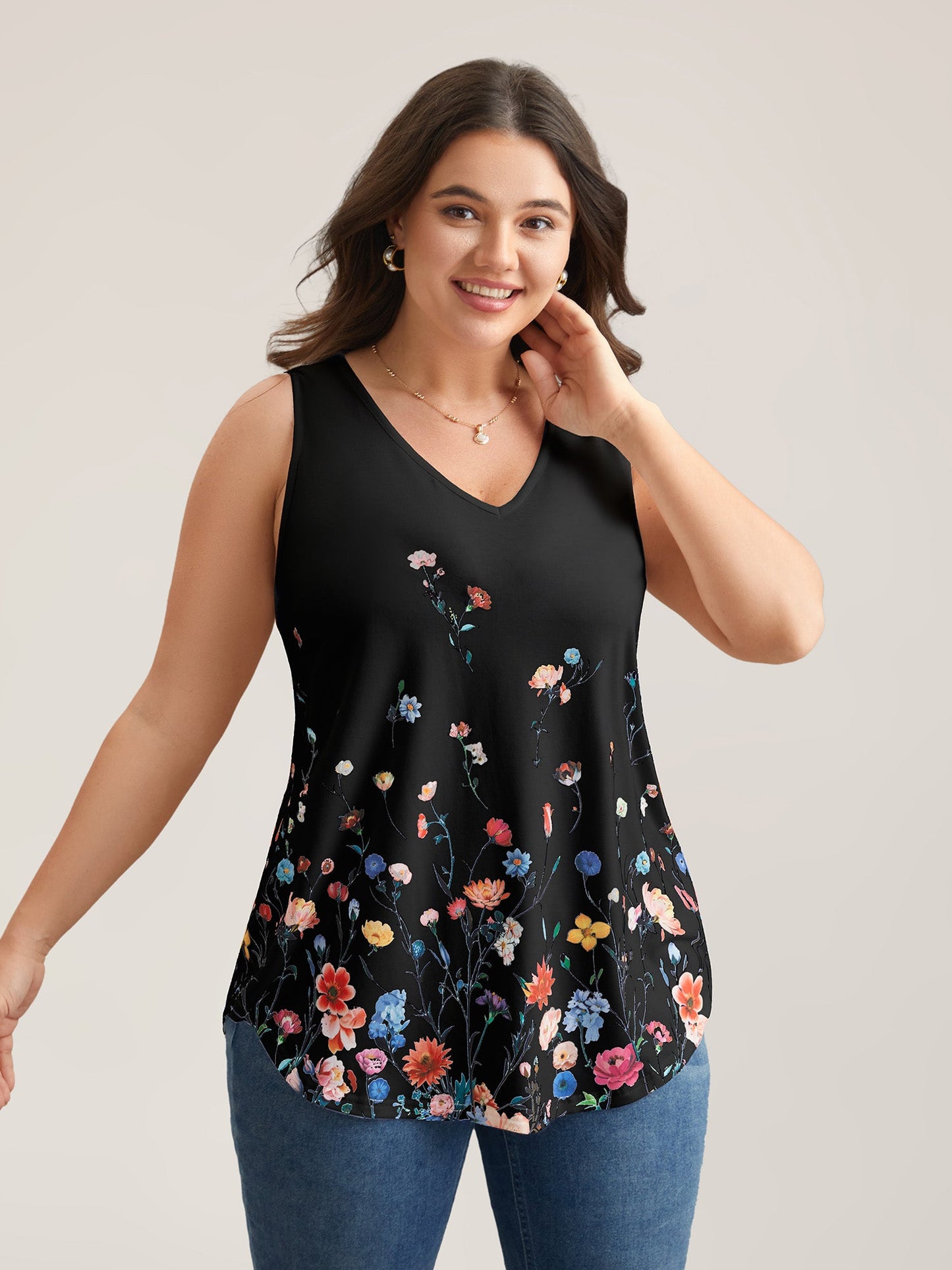 Blooming Flowers Print Stretchy Vest