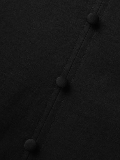 Cinched Flared Waist Button Detail Blouse
