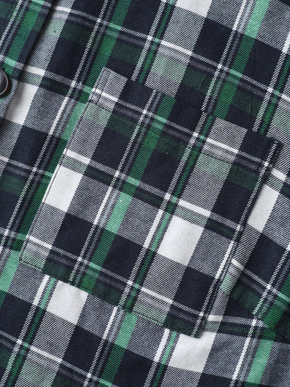Cotton Embroidery Plaid Spliced Blouse