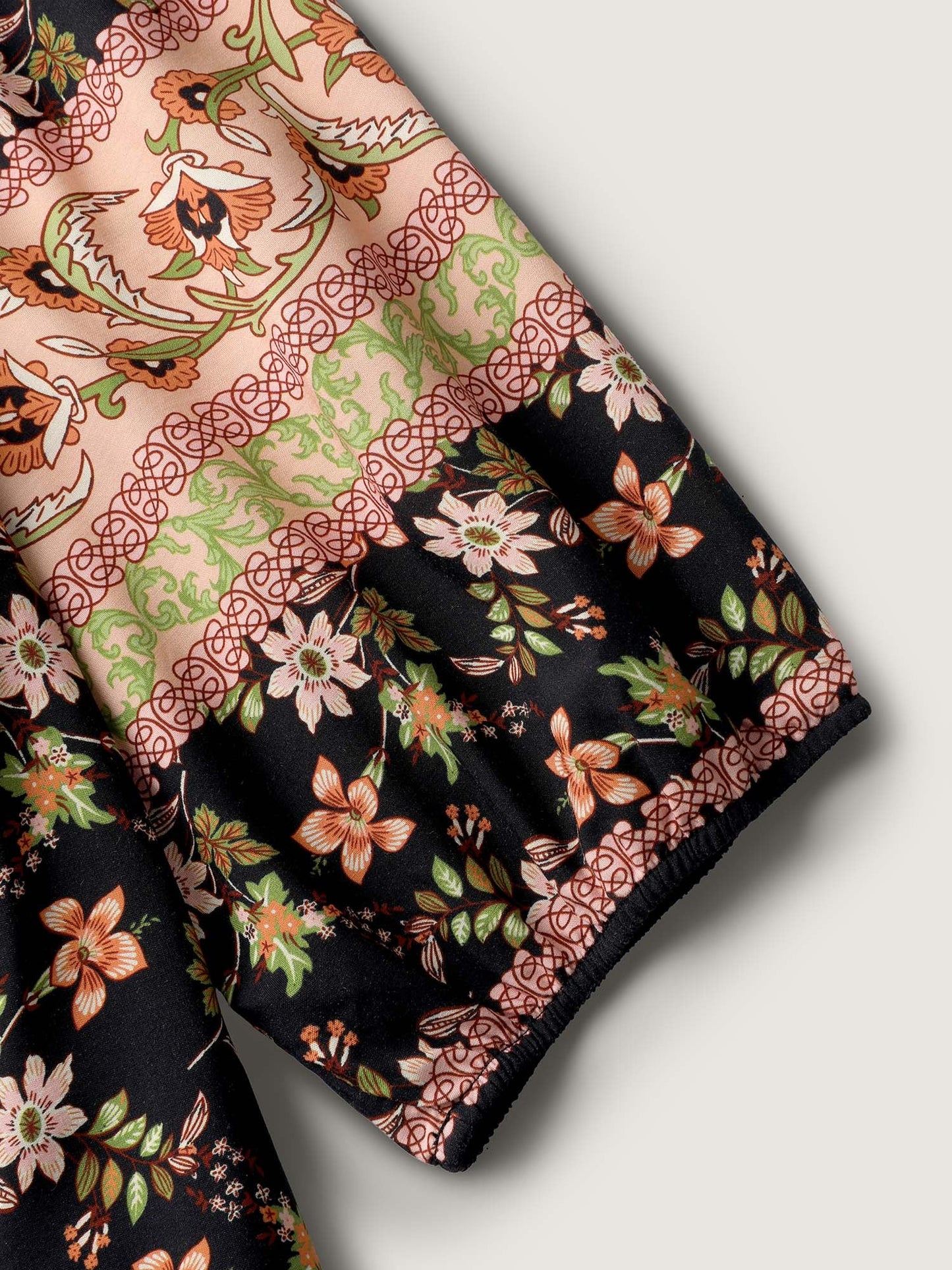 Floral Print Puffy Sleeve Pleated Midi Dress