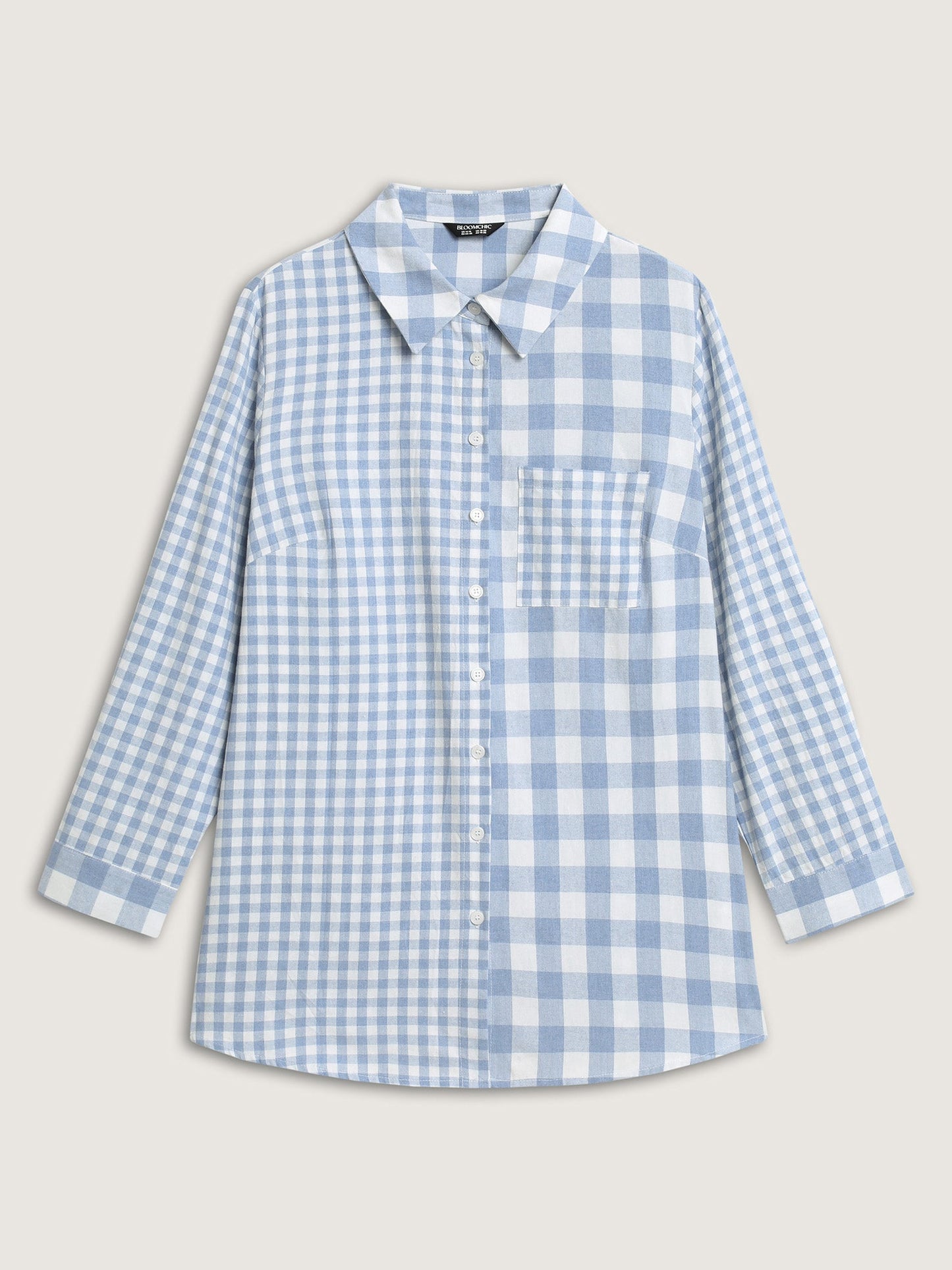 Asymmetrical Plaid Button-Down Shirt