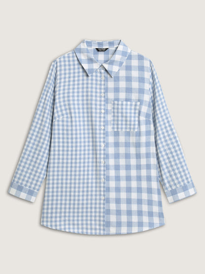 Asymmetrical Plaid Button-Down Shirt