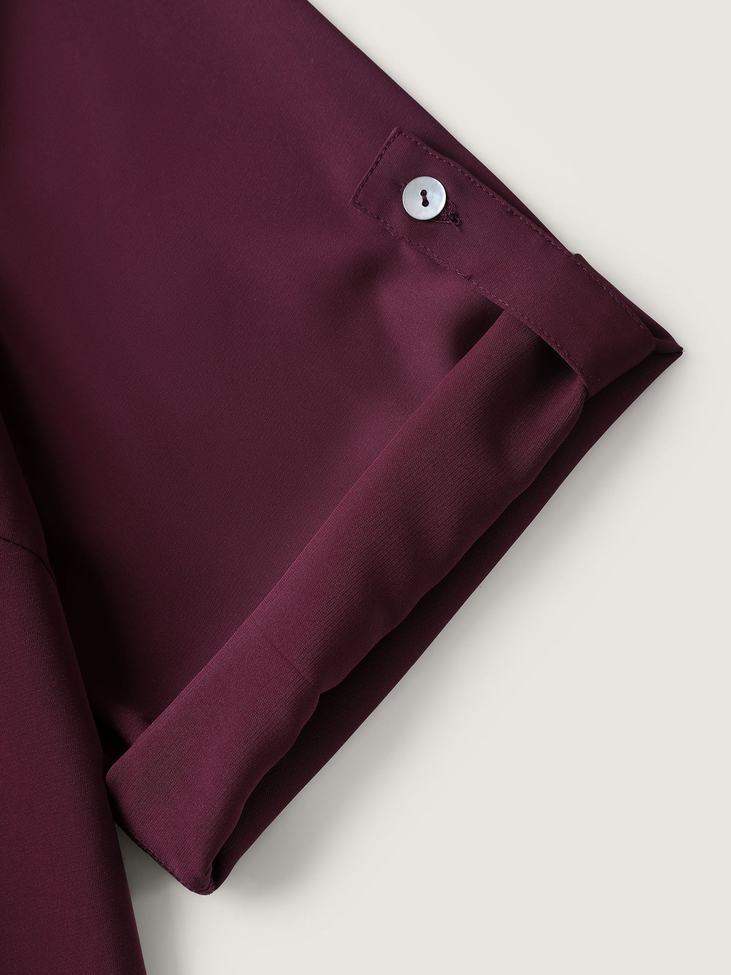 Metal Buckle Neckline Solid Blouse