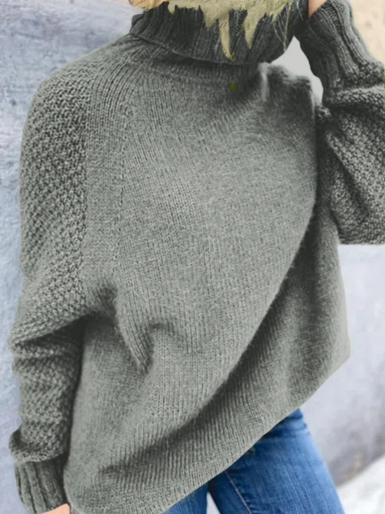 Casual Loose Turtleneck Tunic Sweater Knit Jumper