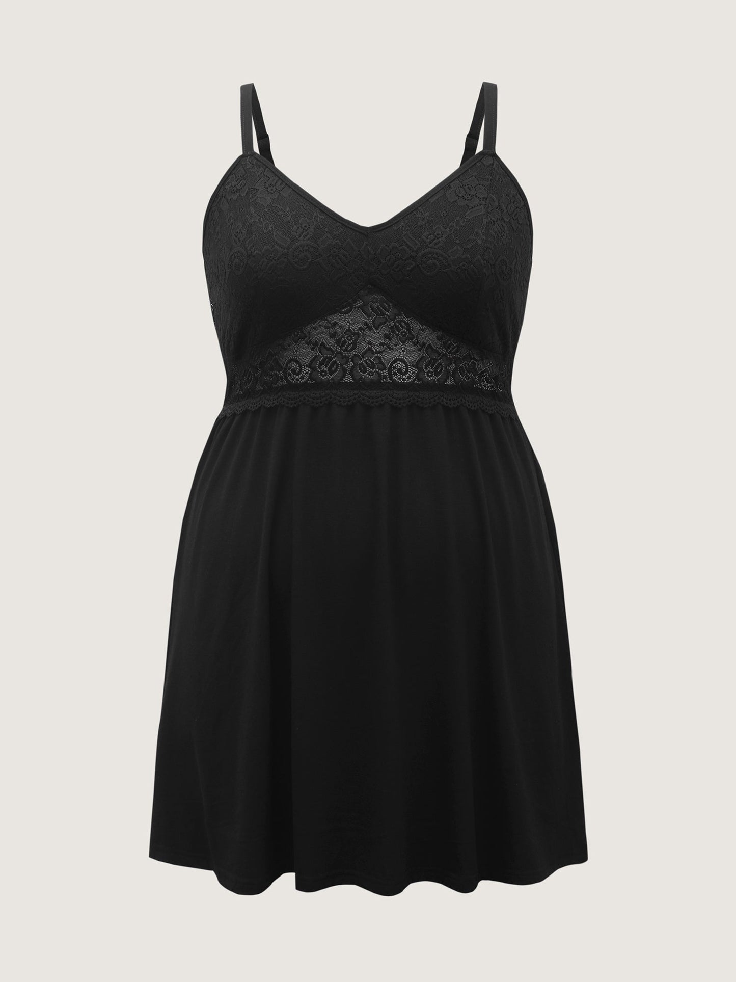Lace Bodice Cami Knee-Length Sleep Dress