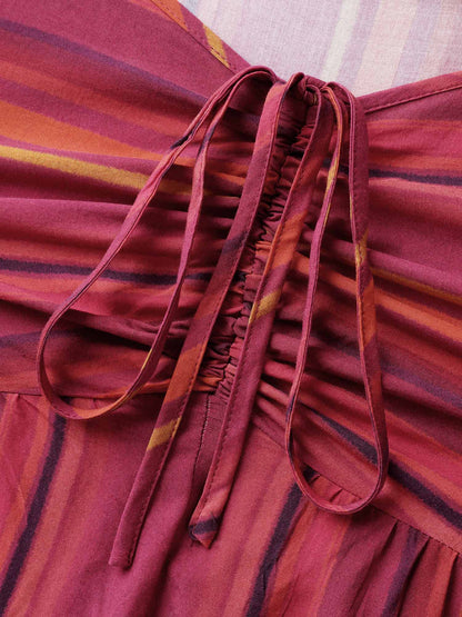 Rayon Stripe Print Stretchy Hem Cami Jumpsuit