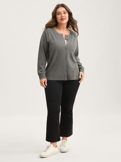 Supersoft Button Round Neck Lightweight Cardigan