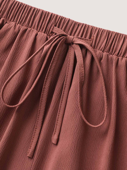 Stretchy Pockets Waist-Tie Straight Pants