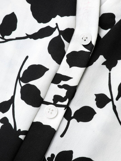 Floral Print Cut-Out Belted Midi Dress