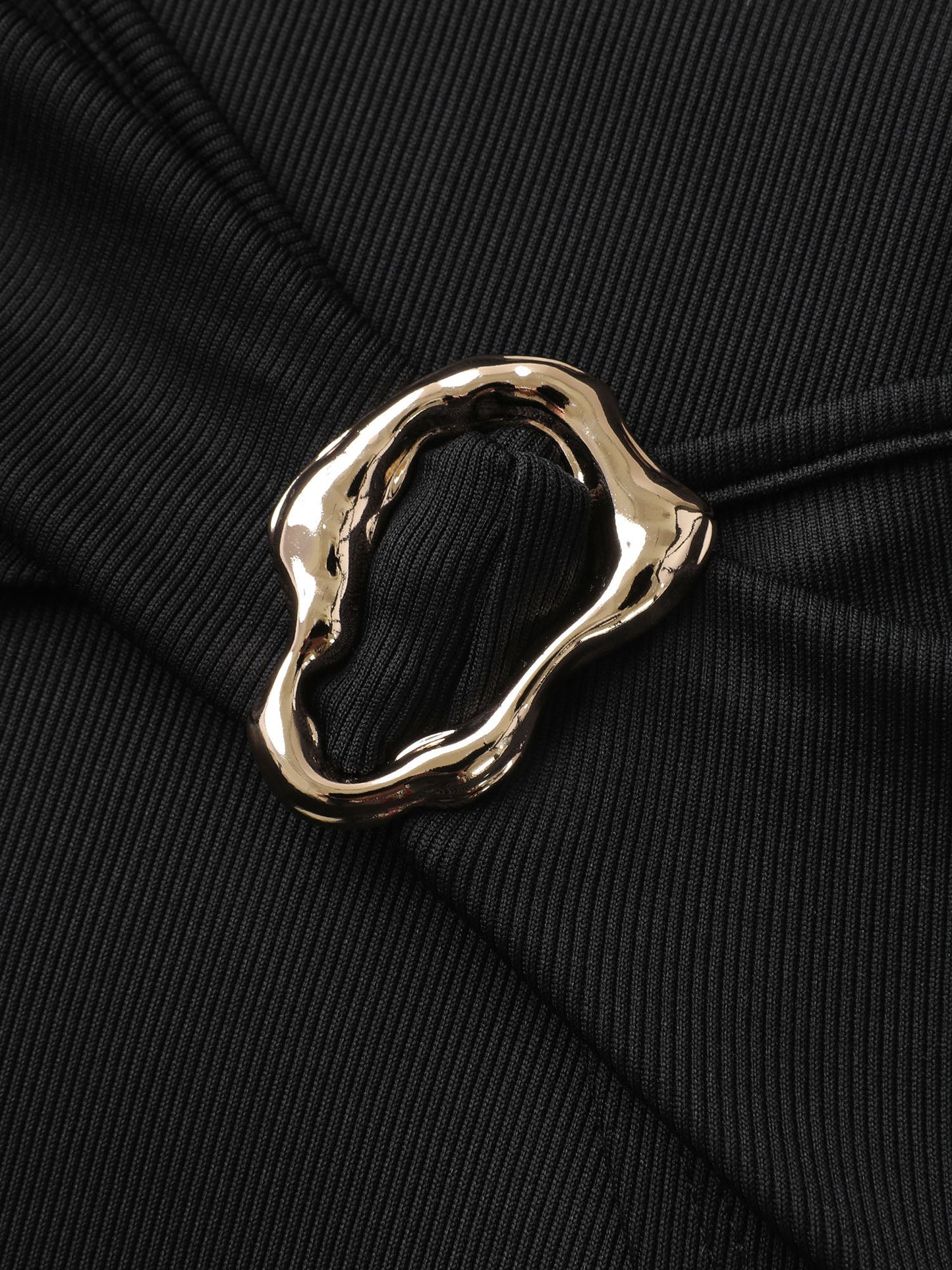 Wrap Style Metal Buckle Midi Dress