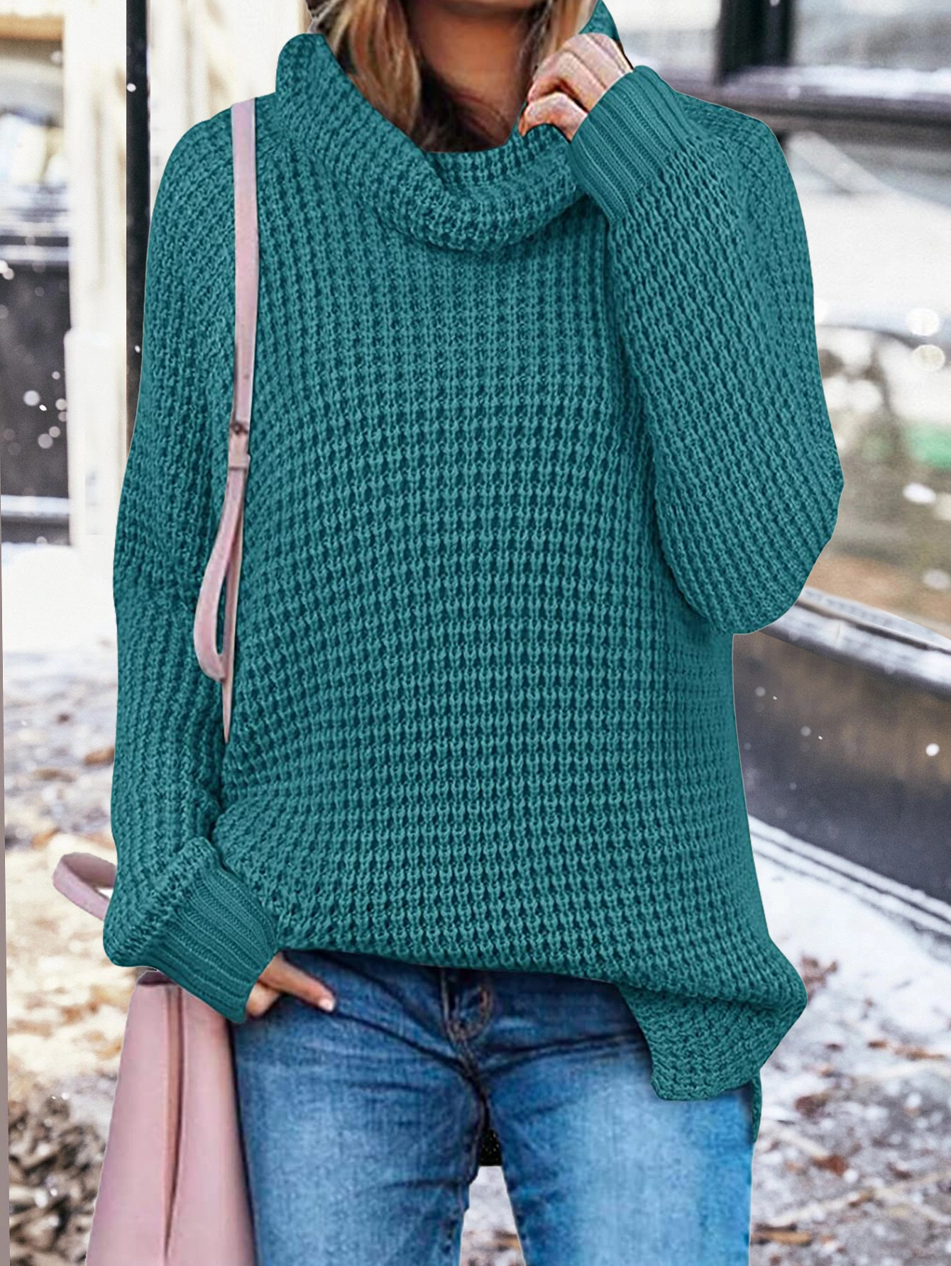 Women's Long Sleeve Turtleneck Loose Sweater